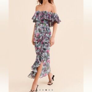 Hutch Pink and Gray Floral Maxi Dress